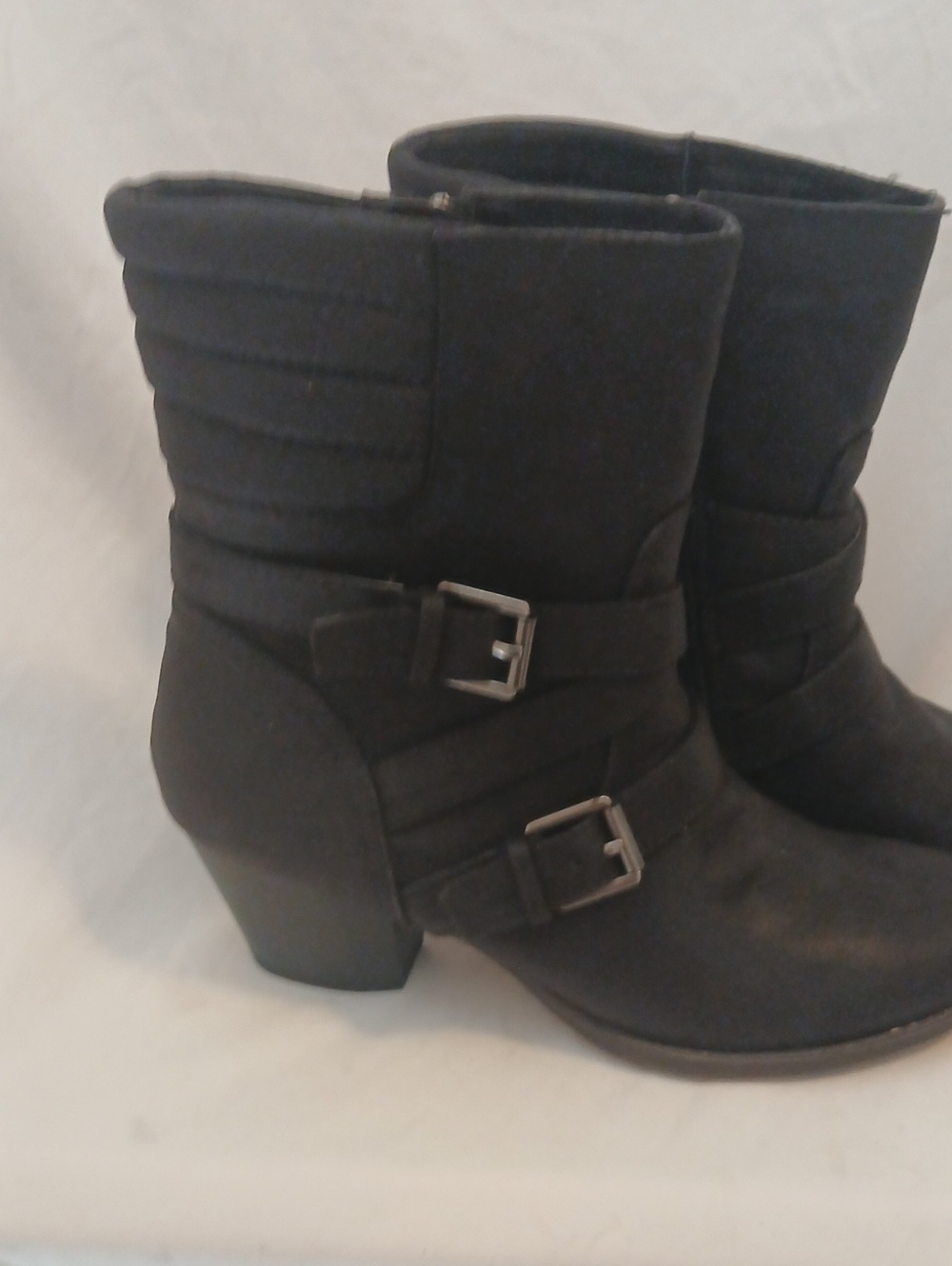 American Living Black Mid-Calf Buckle Heeled Boots